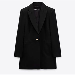 Zara single button long fitted blazer